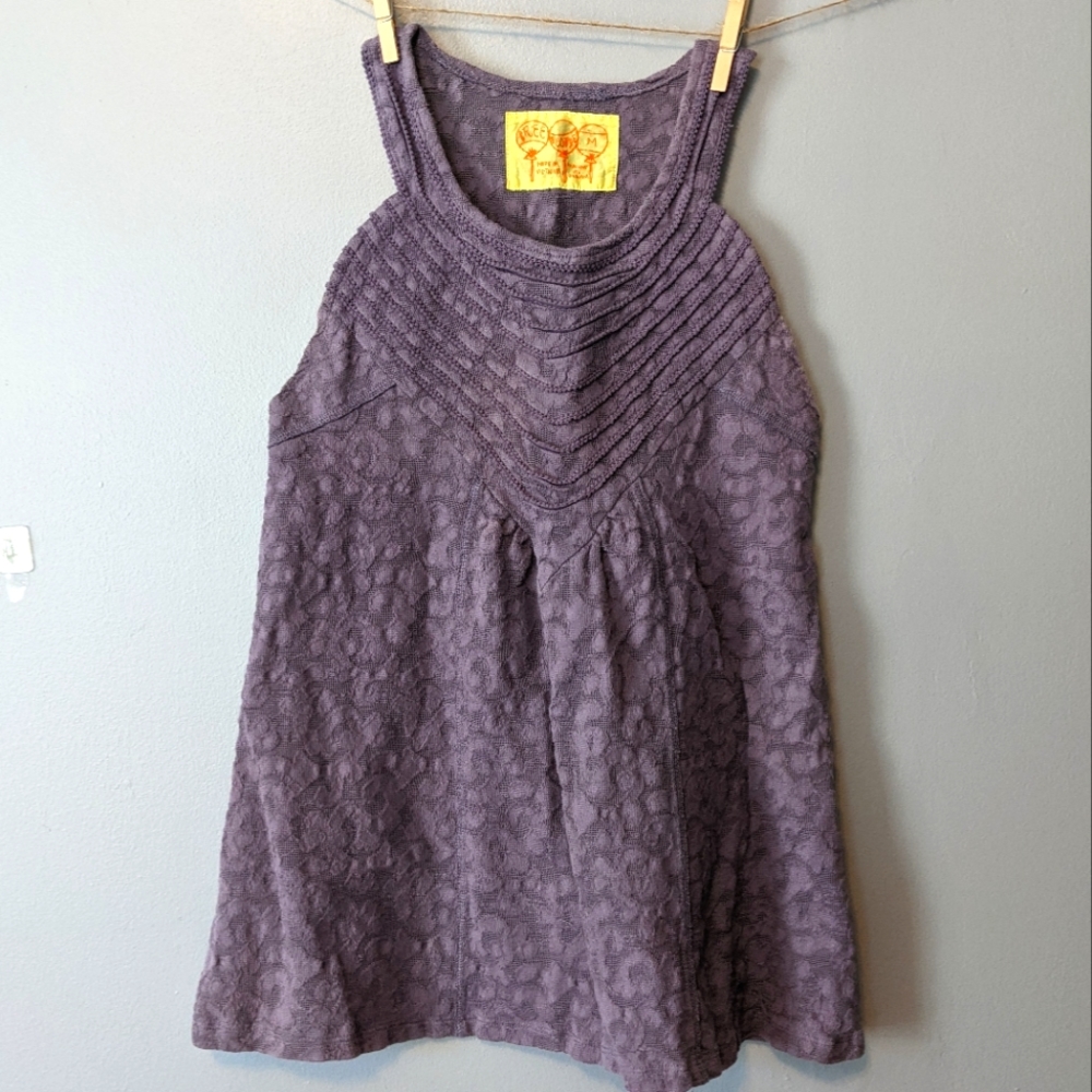 Free People Tank Top Floral Design Scoop Neck Size Medium Lavender
